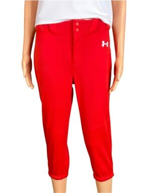 Under Armour Utility Softball Pants Womens Icon Knicker Red & White Fitted SZ SM